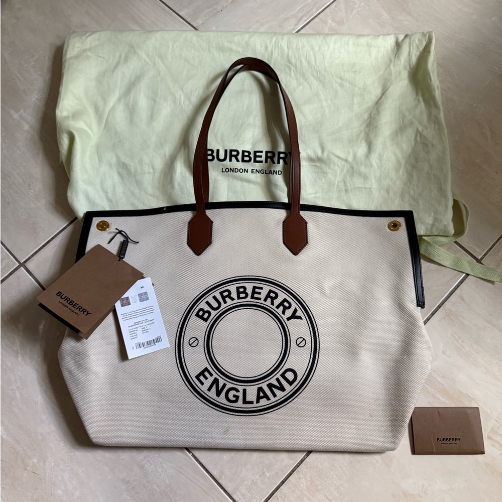Burberry large society Beige Canvas Tote Bag